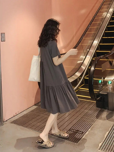 Suvine uus avar kleit keskmise pikkusega moodne ühevärviline rasedate naiste kleidid vabaaja rasedate naiste magusad riided