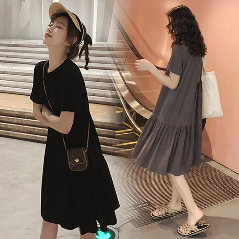 Suvine uus avar kleit keskmise pikkusega moodne ühevärviline rasedate naiste kleidid vabaaja rasedate naiste magusad riided