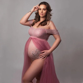 Slip Strap Lace Tulle Φόρεμα φόρεμα εγκυμοσύνης φόρεμα με τούλι φωτογραφία