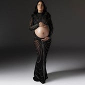 Crystal Hot Fix rasedate fotosessioonide kleidikomplekt strassikivist veniv rasedusfotograafia riietus, 2-osaline komplekt rasedatele