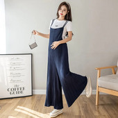 Didelio dydžio kombinezonai nėščiosioms plačiomis kojomis Vasariniai ilgi, laisvi šliaužtinukai nėščioms moterims šifoniniai kombinezonai plačiomis kojomis klostuotos kelnės