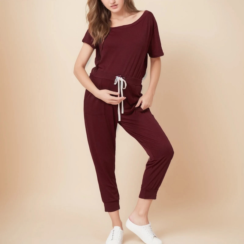 Ολόσωμη φόρμα εγκυμοσύνης Γυναικεία κοντό μανίκια μονόχρωμη ρυθμιζόμενη μέση έγκυος casual crewnneck Romper παντελόνι Ρούχα καινούργια