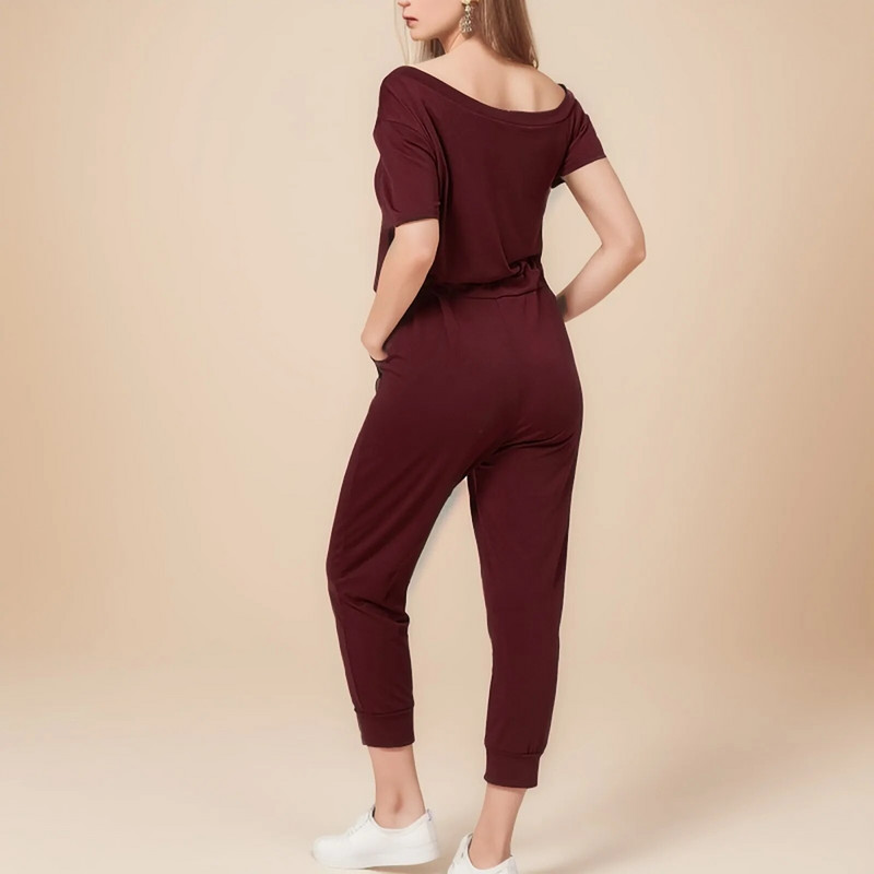 Ολόσωμη φόρμα εγκυμοσύνης Γυναικεία κοντό μανίκια μονόχρωμη ρυθμιζόμενη μέση έγκυος casual crewnneck Romper παντελόνι Ρούχα καινούργια