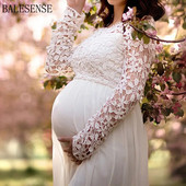 Μακρυμάνικα φορέματα εγκυμοσύνης από δαντέλα σιφόν για φωτογράφιση εγκυμοσύνης φόρεμα ντους για μωρά Φωτογραφία έγκυος ρούχα 2121