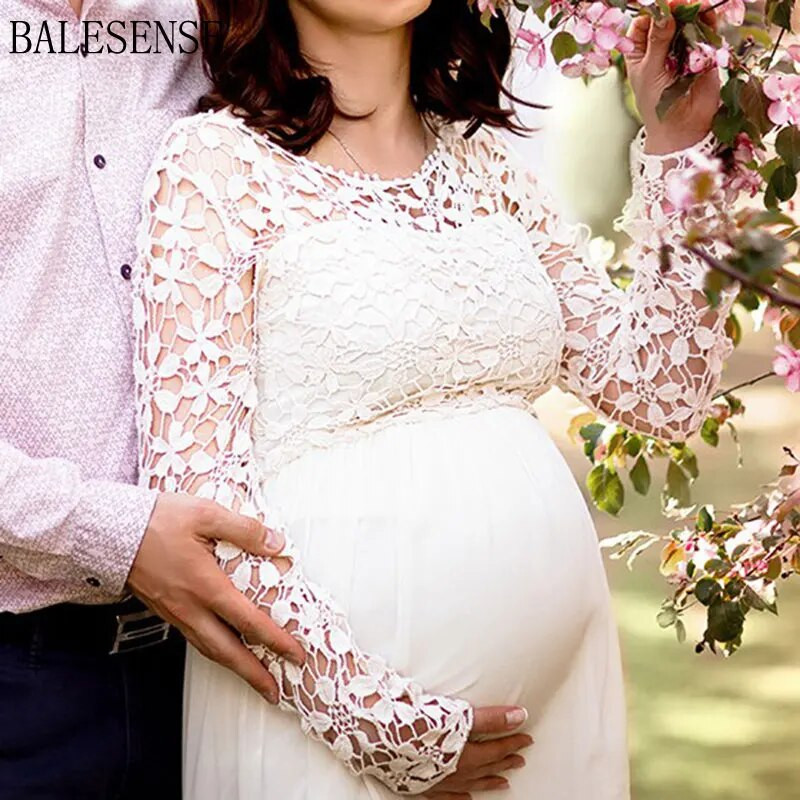 Μακρυμάνικα φορέματα εγκυμοσύνης από δαντέλα σιφόν για φωτογράφιση εγκυμοσύνης φόρεμα ντους για μωρά Φωτογραφία έγκυος ρούχα 2121