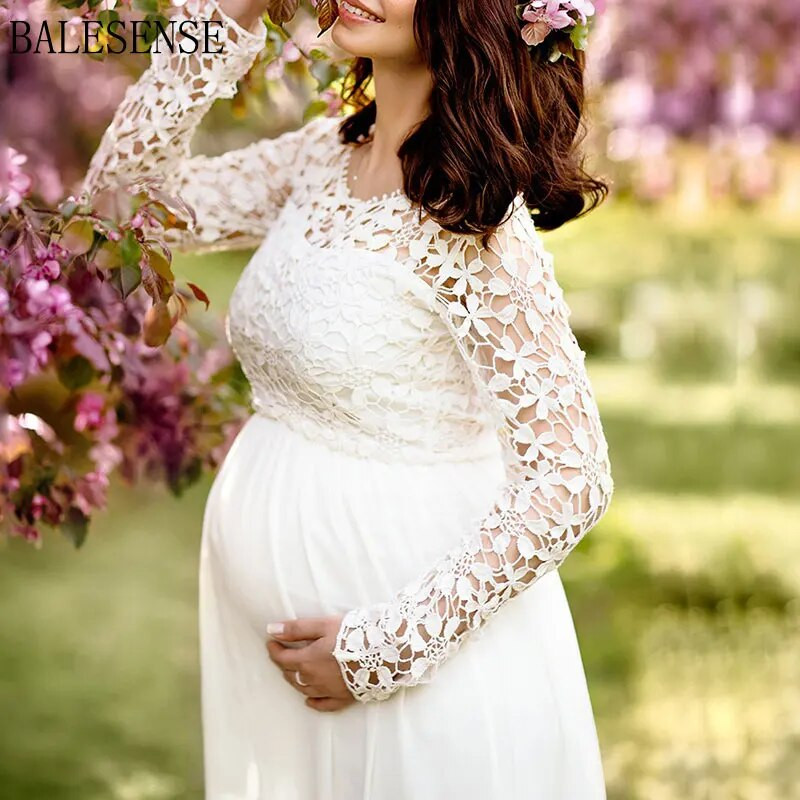 Μακρυμάνικα φορέματα εγκυμοσύνης από δαντέλα σιφόν για φωτογράφιση εγκυμοσύνης φόρεμα ντους για μωρά Φωτογραφία έγκυος ρούχα 2121