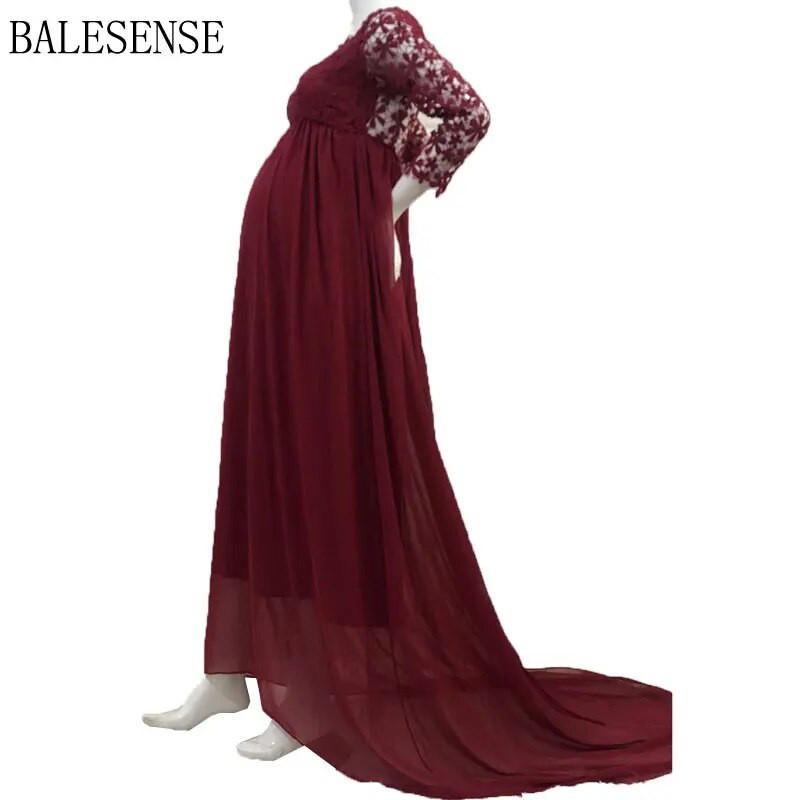 Μακρυμάνικα φορέματα εγκυμοσύνης από δαντέλα σιφόν για φωτογράφιση εγκυμοσύνης φόρεμα ντους για μωρά Φωτογραφία έγκυος ρούχα 2121