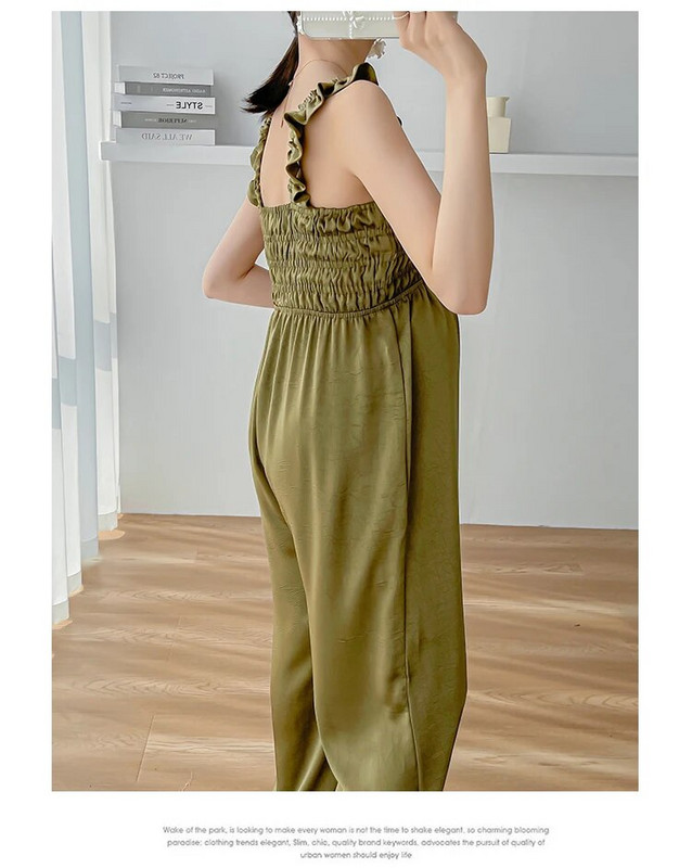 Must roheline 2023. aasta suvised rasedate kombinesoonid, pikad avarad venitatud rihmad, kõrge vöökohaga raseda naise püksid, seksikad raseduskombinesoonid