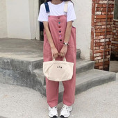 Κορεάτικο φόρμες εγκυμοσύνης Καλοκαιρινή μόδα ροζ φόρμες με τσέπες συν μέγεθος έγκυος τζιν ρόμπες φαρδιά τζιν