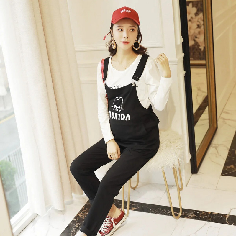 Nėščioms kelnės Velvetas kombinezonas nėščioms moterims kombinezonai Roupa Gestante Pavasaris ruduo Nėščioms kelnės Nėštumo drabužiai