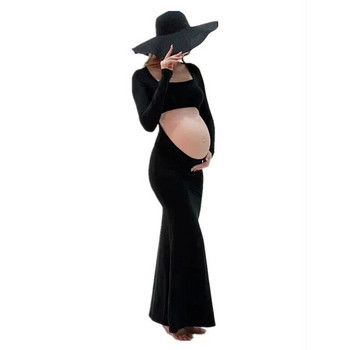 Φορέματα εγκυμοσύνης για φωτογράφιση Sexy Cut Out Μπροστινό Ανοιχτό μάξι φόρεμα εξώπλατο Φωτογραφία γάμου για έγκυες γυναίκες Ρούχα XL