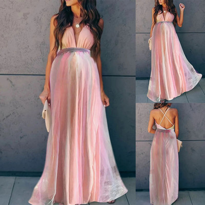 Seksualios nėščiosios suknelės Fotografija ilgo nėštumo fotosesijos rekvizitai Kūdikių vakarėliams Vaivorykštės tiulis nėščioms moterims Maxi suknelė