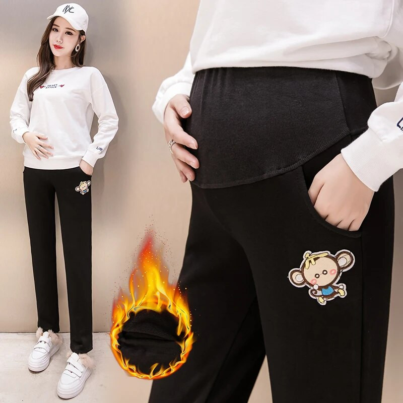 Rudens ir žiemos moterų drabužiai Moterų drabužiai Moterys Drabužiai Žieminiai Antblauzdžiai Pastorinti Aksomu Nėščiosioms Kelnės Šiltos Kelnės