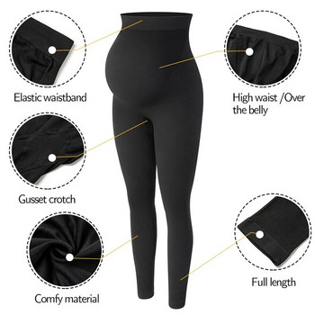 Клинове за бременни с висока талия Дамски трикотажни клинове за поддържане на корема Черни тренировъчни дрехи за бременни Панталони за оформяне на тялото