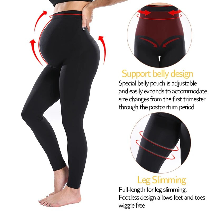 Moteriški antblauzdžiai nėščioms moterims, prilaikantys pilvą, megzti antblauzdžiai juodi treniruočių drabužiai nėščioms moterims kūno formavimo kelnės
