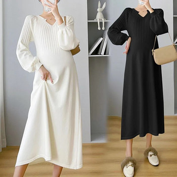 Μασίφ φορέματα εγκυμοσύνης Φθινοπωρινά χειμωνιάτικα ρούχα για έγκυες μόδα Hot μαμά Φαρδύ φόρεμα θηλασμού Pregnancy Vestidos