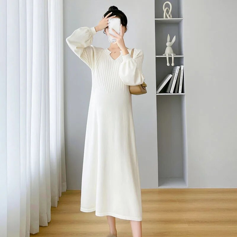 Rasedatele Soliidsed kleidid Sügistalvised riided rasedatele Mood Kuum ema avar imetamiskleit Rasedus Vestidos