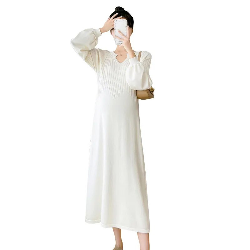 Rasedatele Soliidsed kleidid Sügistalvised riided rasedatele Mood Kuum ema avar imetamiskleit Rasedus Vestidos