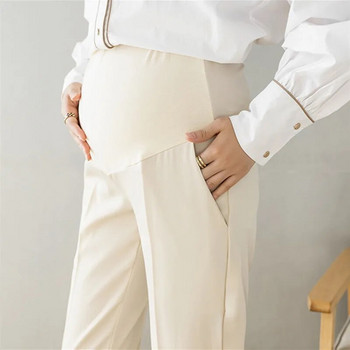 Работни панталони за бременни Панталони за бременни с джобове Офис облекло за бременни с висока талия Елегантен регулатор на корема Плътен