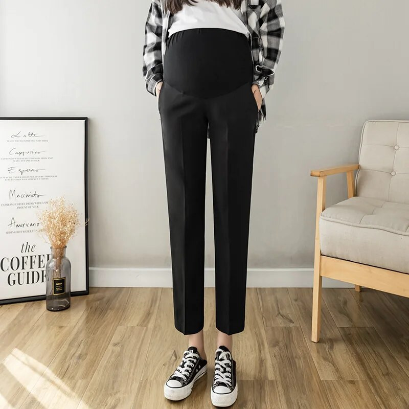 Raseduse tööpüksid Raseduspüksid kõrge vöökohaga Raseduskontoris Kandke riided Elegantne kõhuregulaator Solid