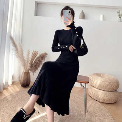 Φθινοπωρινά χειμωνιάτικα πλεκτά μακρύ πουλόβερ εγκυμοσύνης Chic Ins Κομψά Ρούχα φόρεμα με λεπτή γραμμή για έγκυες γυναίκες Εγκυμοσύνη