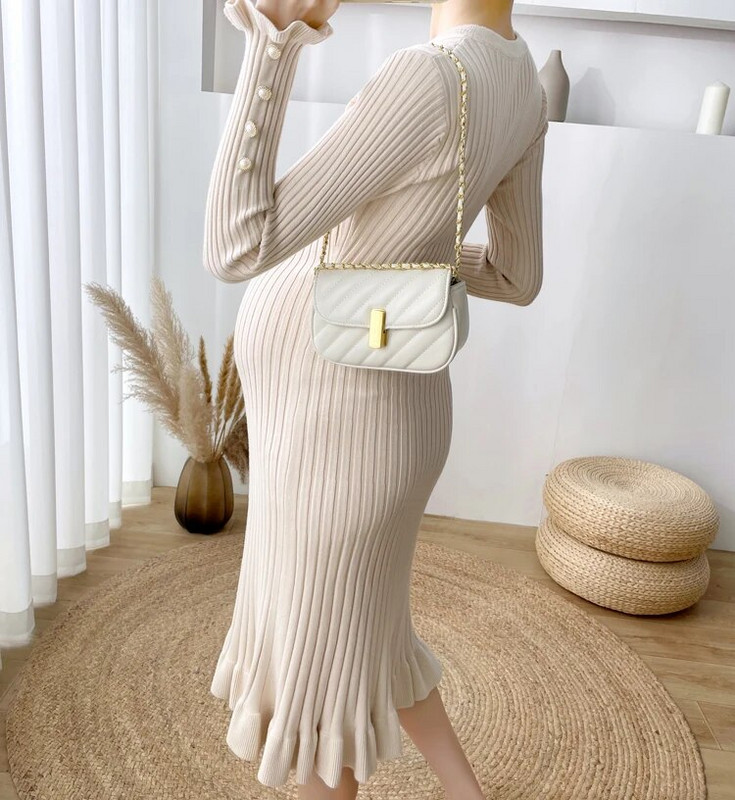 Φθινοπωρινά χειμωνιάτικα πλεκτά μακρύ πουλόβερ εγκυμοσύνης Chic Ins Κομψά Ρούχα φόρεμα με λεπτή γραμμή για έγκυες γυναίκες Εγκυμοσύνη