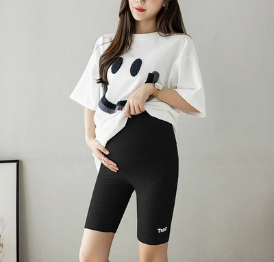 Grūtnieces Legingi Grūtnieču Jogas Bikses Vasaras Haizivīdas audums Sieviešu Plāns Melns Tievs Sporta Fitnesa Šorti ar augstu vidukli