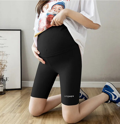 Grūtnieces Legingi Grūtnieču Jogas Bikses Vasaras Haizivīdas audums Sieviešu Plāns Melns Tievs Sporta Fitnesa Šorti ar augstu vidukli