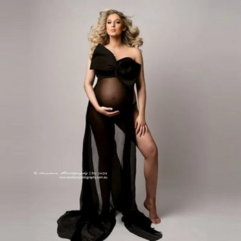 Καλοκαιρινά στηρίγματα φωτογραφίας εγκυμοσύνης Ρούχα Μεγάλο φιόγκο Κόμπος εγκυμοσύνης Φωτογραφία Μόδας Μακρύ φόρεμα