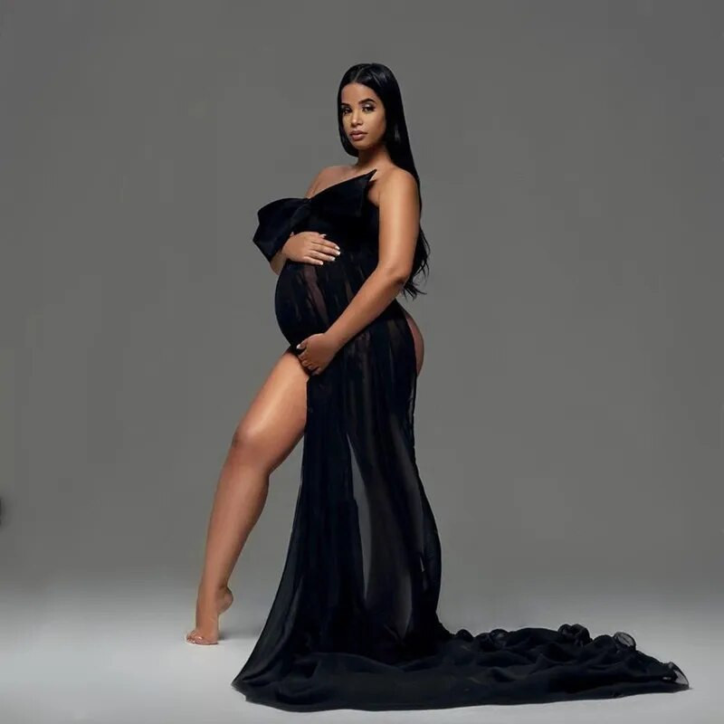 Vasaras grūtnieču fotografēšanas rekvizīti Tērpi Liels loks mezgls Grūtnieču fotosesija Modes gara kleita