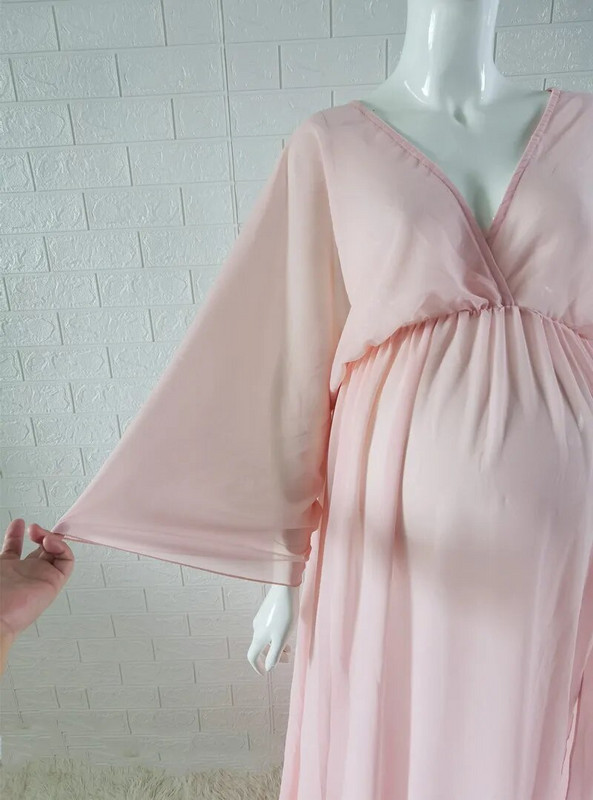 Balts šifons Boho grūtnieču fotosesijas gara kleita grūtniecēm fotografēšanai bohēmiska kleita