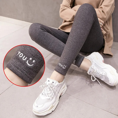 Χειμερινό φθινόπωρο Εγκυμοσύνη Κολάν εγκύων Γράμμα Smile Παντελόνι Ζεστό Βελούδινο Θηλασμό Κοιλιακά Ρούχα Για Skinny εγκυμοσύνης