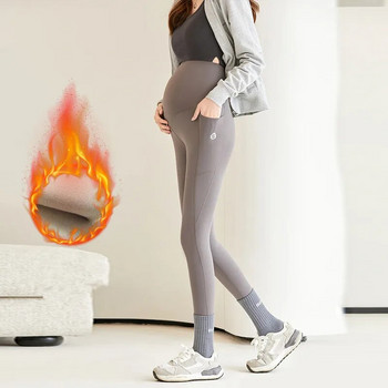 Зимни топли бременни панталони с дъно за бременни Чорапогащници с висока талия Дамски удобни дишащи еластични клинове
