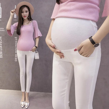 Παντελόνι εγκυμοσύνης Φαρδύ παντελόνι μέσης casual έξω από εννέα πόντους Φαρδύ πόδι Κολάν στήριξης κοιλιάς Καλοκαιρινό ρυθμιζόμενο παντελόνι έγκυο