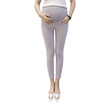 Панталони за бременни Свободни панталони на талията Ежедневно външно облекло Клинове с широки крака на девет точки, поддържащи корема, Летен регулируем панталон за бременни