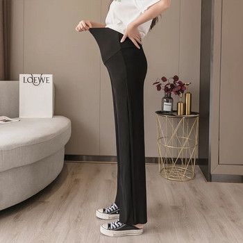 Бременни летни тънки панталони с широки крачоли Свободни панталони за бременни с висока талия на корема Бременни панталони с пълна дължина на корема