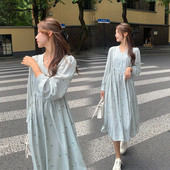 Moeprindiga lahtised pikad rasedatele naistele roheline kleit v-kaelusega laternaga varrukatega rasedatele lilleline kleit Suures suuruses rasedusriided