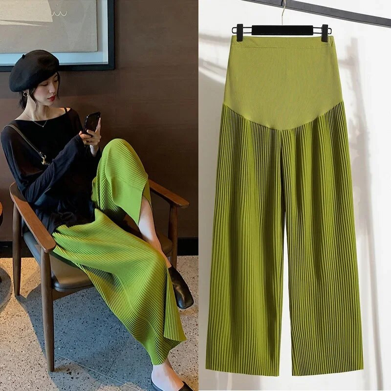 Pavasaris un vasara ikdienišķas kroku vēderbikses ledus zīda grūtniecēm grūtniecēm grūtniecēm vasaras platas bikses plānas