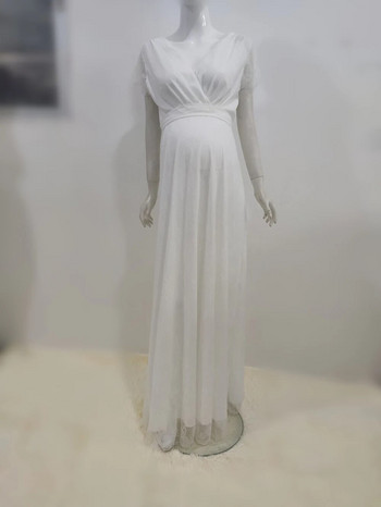 Φορέματα εγκυμοσύνης με λευκή δαντέλα για μωρό ντους φωτογραφίας Μακρύ φόρεμα εγκυμοσύνης Έγκυες μάξι φόρεμα φωτογραφίας