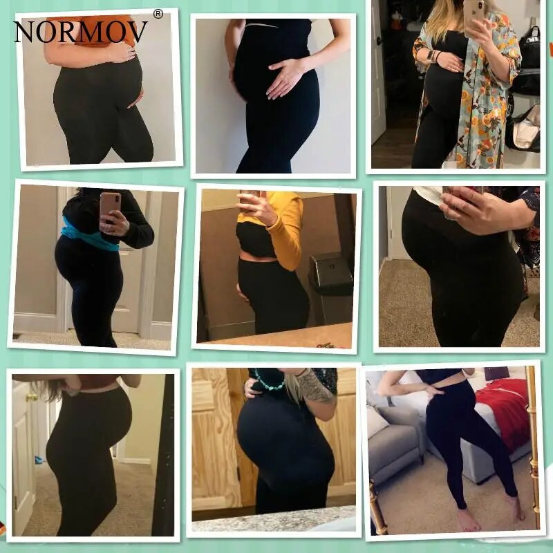 NORMOV Nėščiųjų antblauzdžiai Megzti aukštu juosmeniu Nėščiųjų pilvo palaikantys antblauzdžiai Moterims Nėštumo kūno formavimo mados siauros kelnės