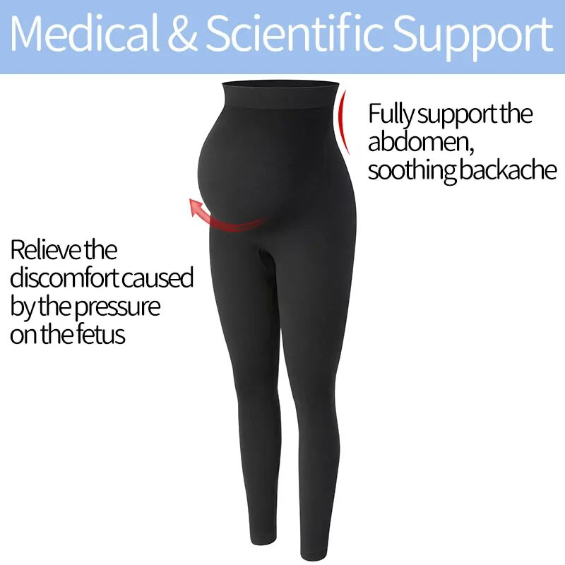 NORMOV Nėščiųjų antblauzdžiai Megzti aukštu juosmeniu Nėščiųjų pilvo palaikantys antblauzdžiai Moterims Nėštumo kūno formavimo mados siauros kelnės