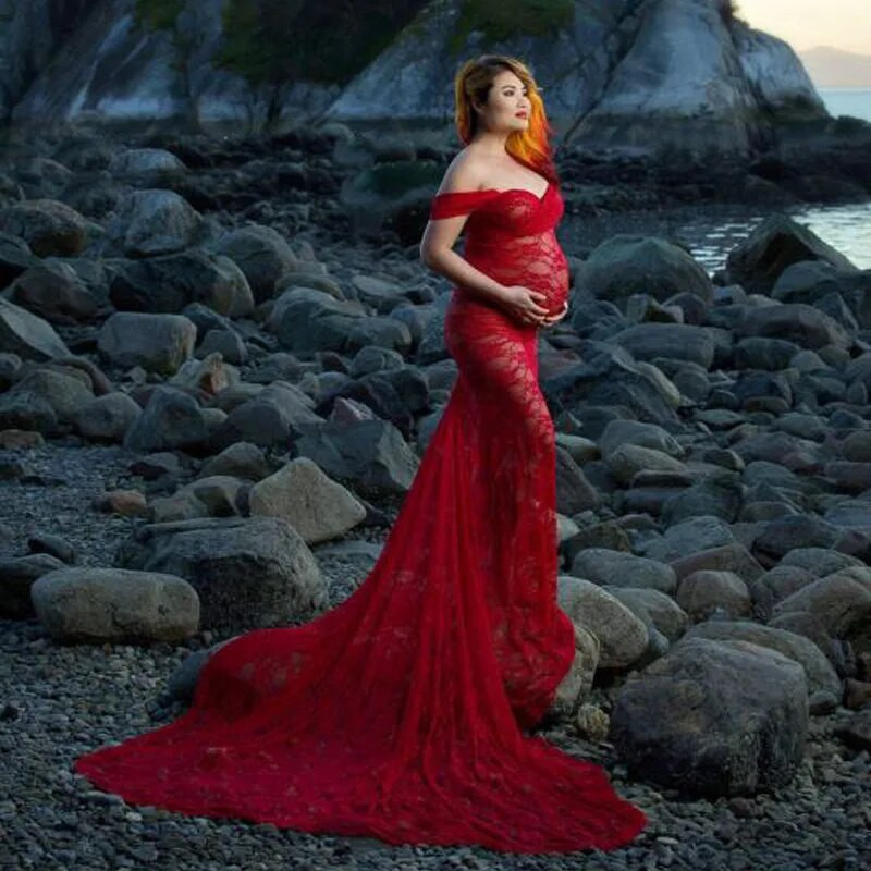 Nėriniuota suknelė nėščiosioms fotosesijai Ilga Maxi Seksuali nėštukinė suknelė Nėščiosioms Nėščioms moterims Nėščiosios suknelės fotografijos reikmenys