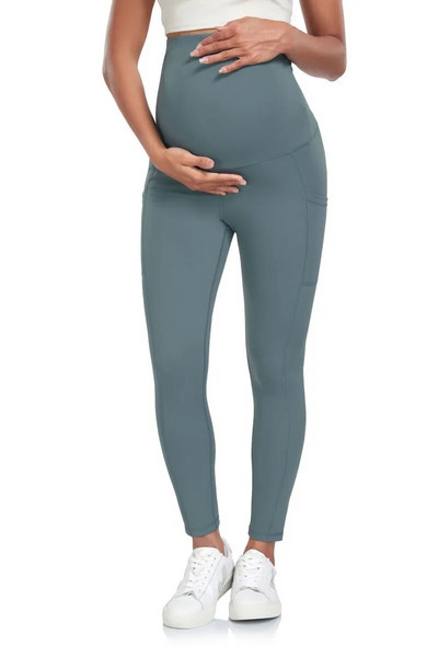 Γυναικείο παντελόνι γιόγκα εγκυμοσύνης Ένδυση μαμάς εγκυμοσύνης Ψηλόμεσο παντελόνι προπόνησης με τσέπες για γυναικεία κολάν