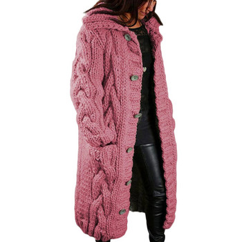 HOT SALES!! Νέα άφιξη Γυναικεία χειμερινή μακρυμάνικη πλεκτή ζακέτα με κουμπιά τσέπης Ζεστό παλτό με κουκούλα