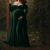 2022 m. rudens Naujos nėščiųjų suknelės, skirtos fotografuoti, žieminė, seksuali aksominė V formos iškirptė, ilga suknelė nėščioms moterims vakarėlio kostiumas