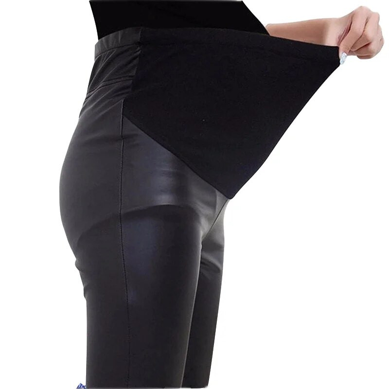 Pavasario rudens gimdymo kelnės Dirbtinės PU odos plonos antblauzdžiai nėščiosioms mados žindymas pilvą palaikantis drabužis nėštumas