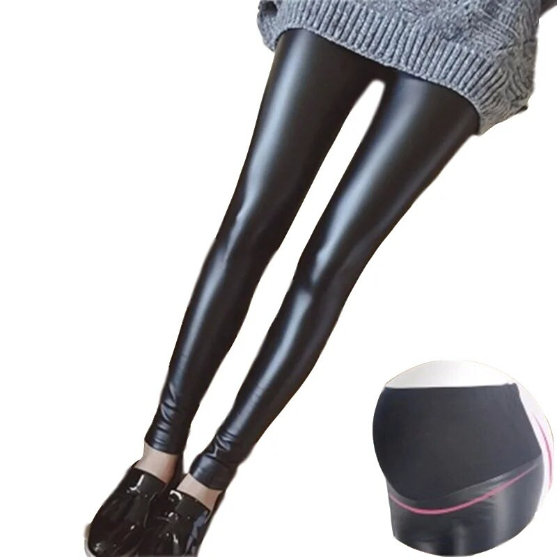 Pavasario rudens gimdymo kelnės Dirbtinės PU odos plonos antblauzdžiai nėščiosioms mados žindymas pilvą palaikantis drabužis nėštumas