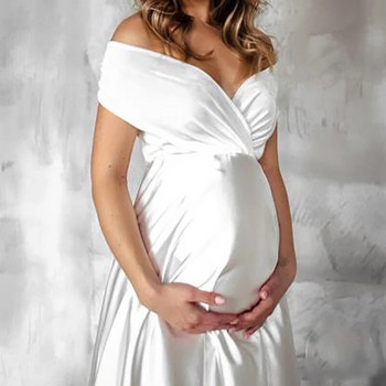 Νέο φόρεμα λήψης φωτογραφιών εγκυμοσύνης 2022 για φωτογραφία Ένδυση εγκύων γυναικών με λαιμόκοψη V, σέξι φορέματα εγκυμοσύνης με χαμηλή περικοπή