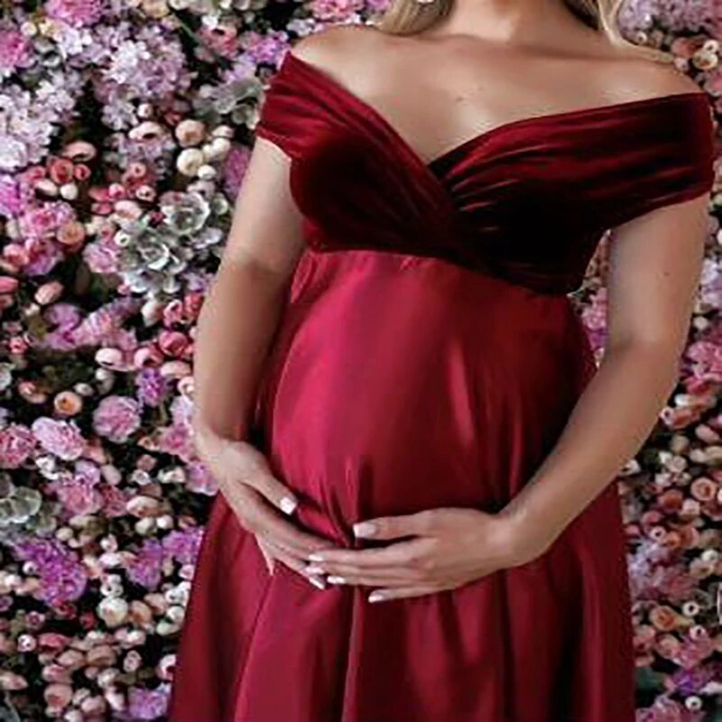 2022. aasta uus pildistamiskleit raseduse ajal pildistamiseks Rasedate naiste riided V-kaelusega Madala vööga seksikad rasedakleidid