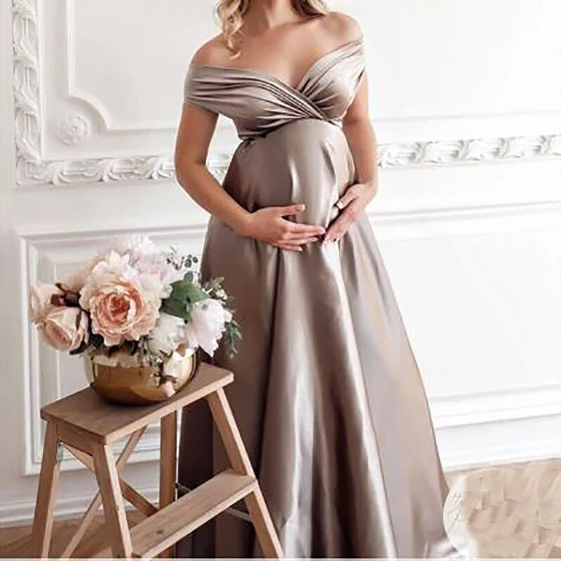 2022. aasta uus pildistamiskleit raseduse ajal pildistamiseks Rasedate naiste riided V-kaelusega Madala vööga seksikad rasedakleidid